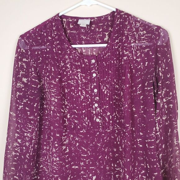 Converse Purple Printed Sheer Blouse Size Small - Picture 2 of 7
